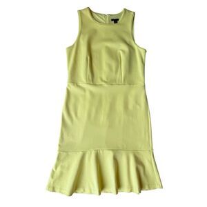ANN TAYLOR Petite Flounce Sheath Dress In Pale Citrine Yellow Size 6